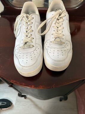 Nike White Leather white on white Air Force Ones